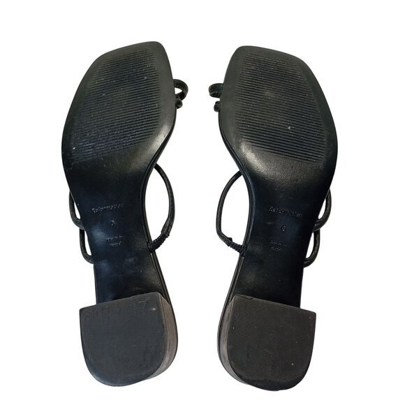 Reformation Black Strappy Square Toe Heeled Sandals Size 8 Womens - Picture 4 of 9